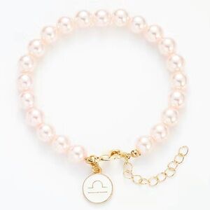 Libra 14k gold horoscope beaded adjustable chain bracelet